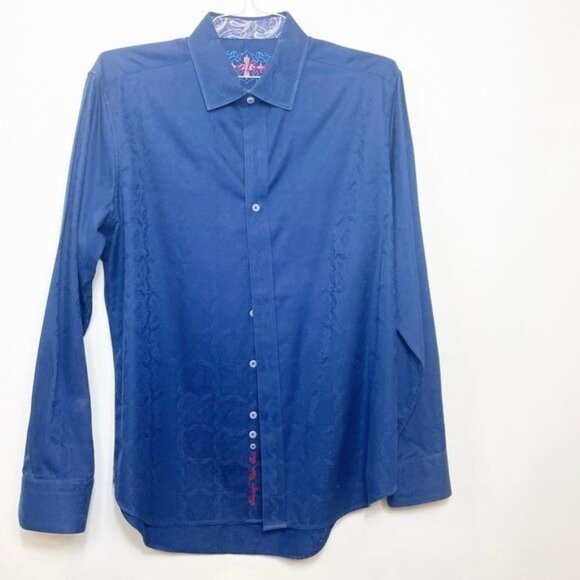Robert Graham Bayview Paisley Jacquard Shirt Deep Blue Classic Fit Size Large - Picture 2 of 10